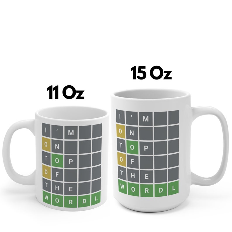 Large Wordle Mug | I'm On Top of The Wordl | Funny Wordle 2 sided Mug | Wordle Gift | Office & co-worker gift