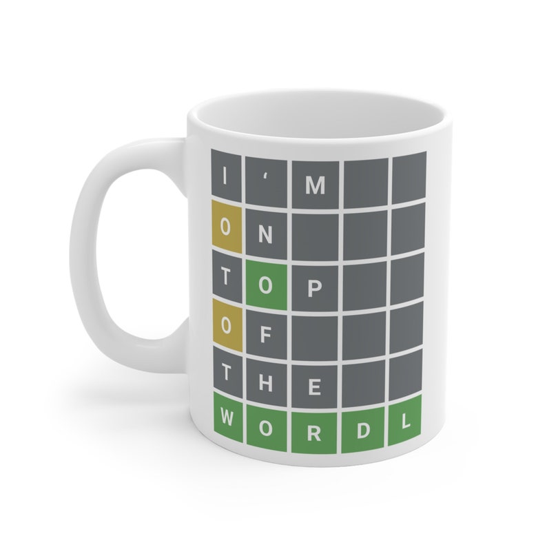 Large Wordle Mug | I'm On Top of The Wordl | Funny Wordle 2 sided Mug | Wordle Gift | Office & co-worker gift