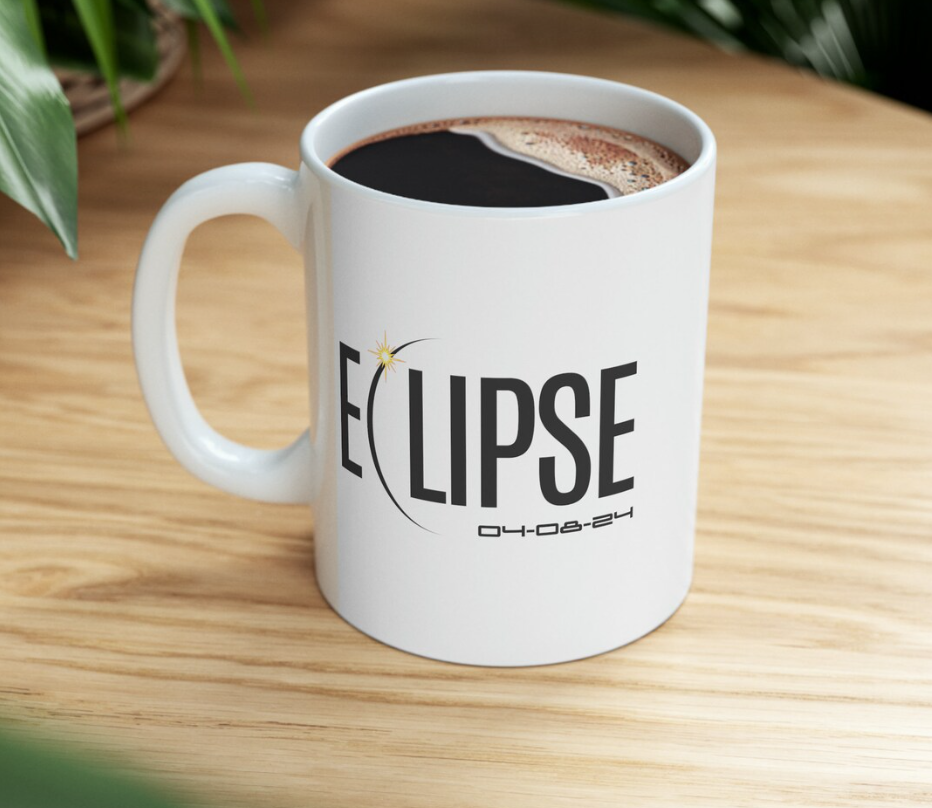 Solar Eclipse 2024 Commemorative Ceramic Mug, 11oz, April 8th 2024, Eclipse Event 2024, Celestial Mug, Gift for Eclipse