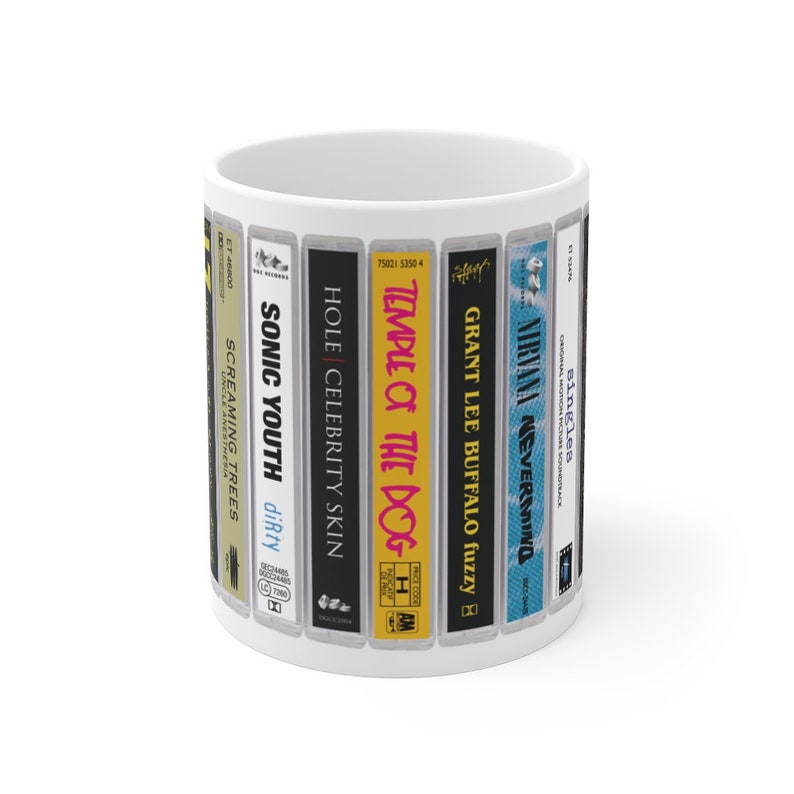 Grunge Band Cassette Mug. 11oz Music Mug, Seattle bands