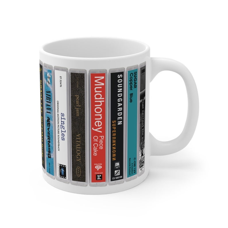 Grunge Band Cassette Mug. 11oz Music Mug, Seattle bands
