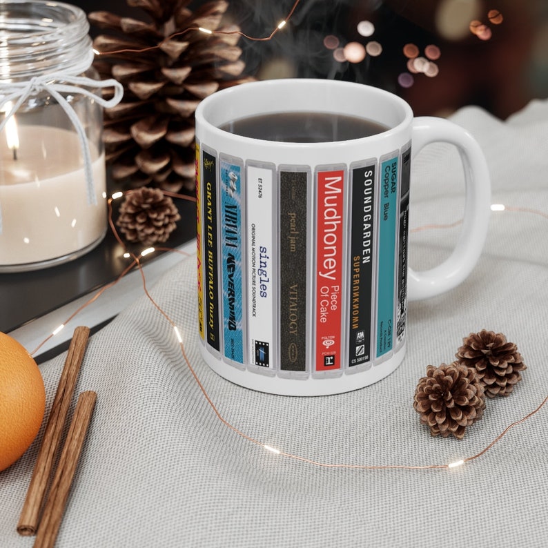 Grunge Band Cassette Mug. 11oz Music Mug, Seattle bands
