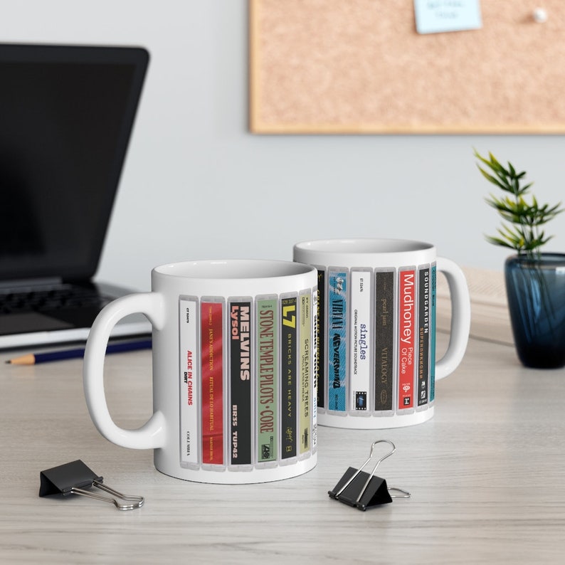 Grunge Band Cassette Mug. 11oz Music Mug, Seattle bands