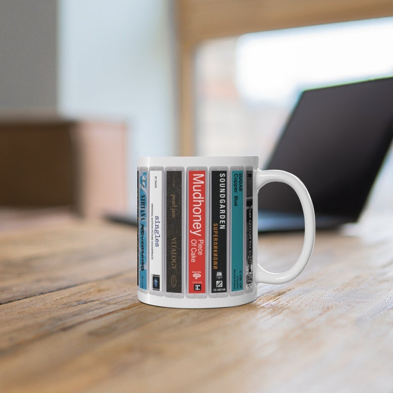 Grunge Band Cassette Mug. 11oz Music Mug, Seattle bands