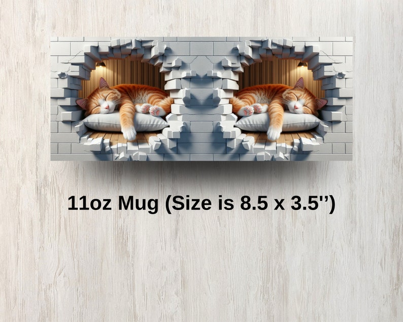 3D Sleeping Cat Hole In A Wall Mug, 11oz & 15oz Mug, Mug Design