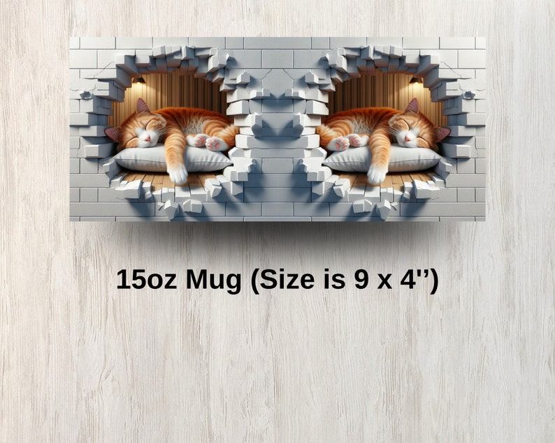 3D Sleeping Cat Hole In A Wall Mug, 11oz & 15oz Mug, Mug Design