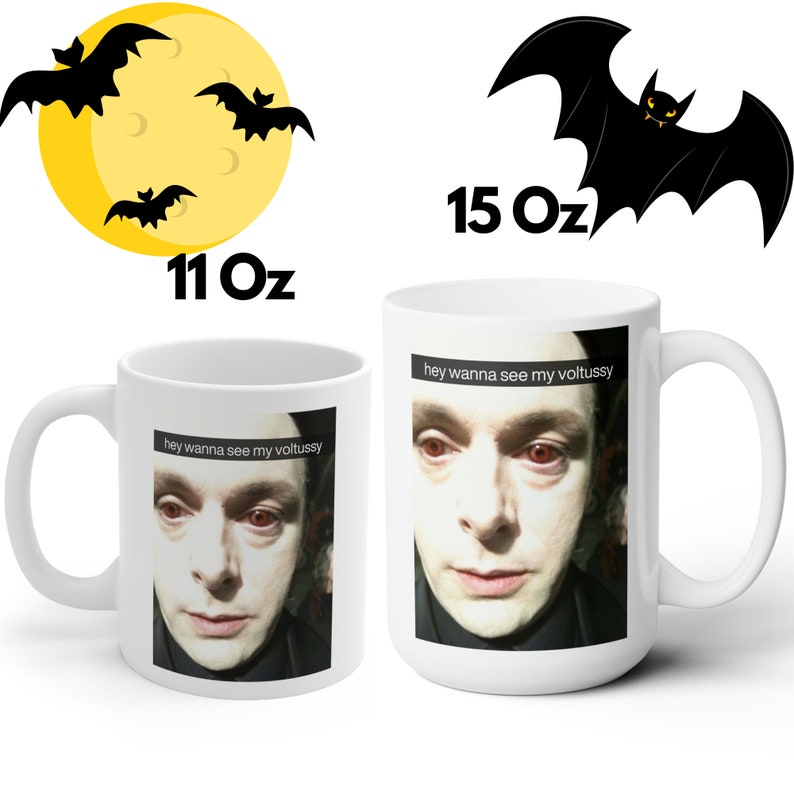 Wanna See My Voltussy Vampire Snap Funny Meme | Large White Ceramic Coffee Mug | Robert Pattinson