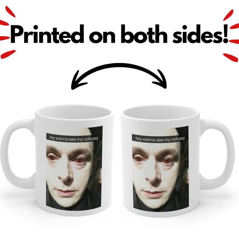Wanna See My Voltussy Vampire Snap Funny Meme | Large White Ceramic Coffee Mug | Robert Pattinson
