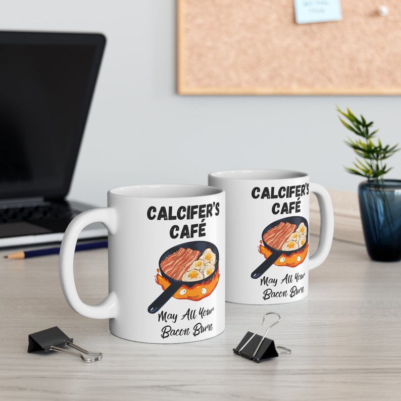 Calcifer Mug | May All Your Bacon Burn | Howl's Moving Castle Mug | Inspired Hayao Miyazaki Large Mug | Anime Gift Idea