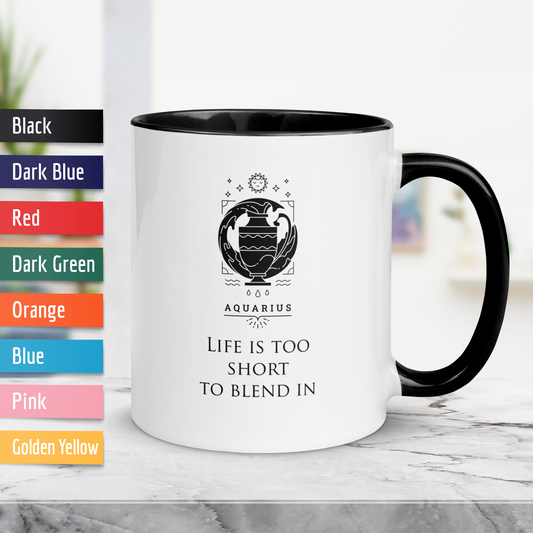 Aquarius Zodiac Colored Mug, Ceramic Constellation Coffee Mug, Astrology Aquarius Signs Mug, Birthday Gift Mug