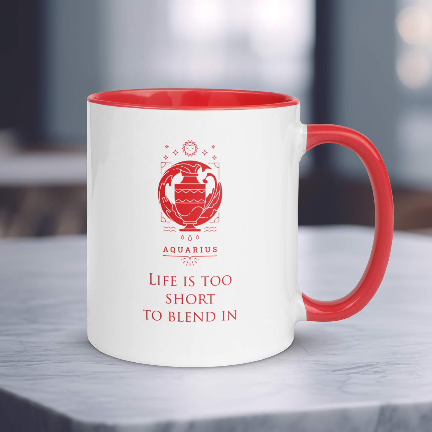 Aquarius Zodiac Colored Mug, Ceramic Constellation Coffee Mug, Astrology Aquarius Signs Mug, Birthday Gift Mug