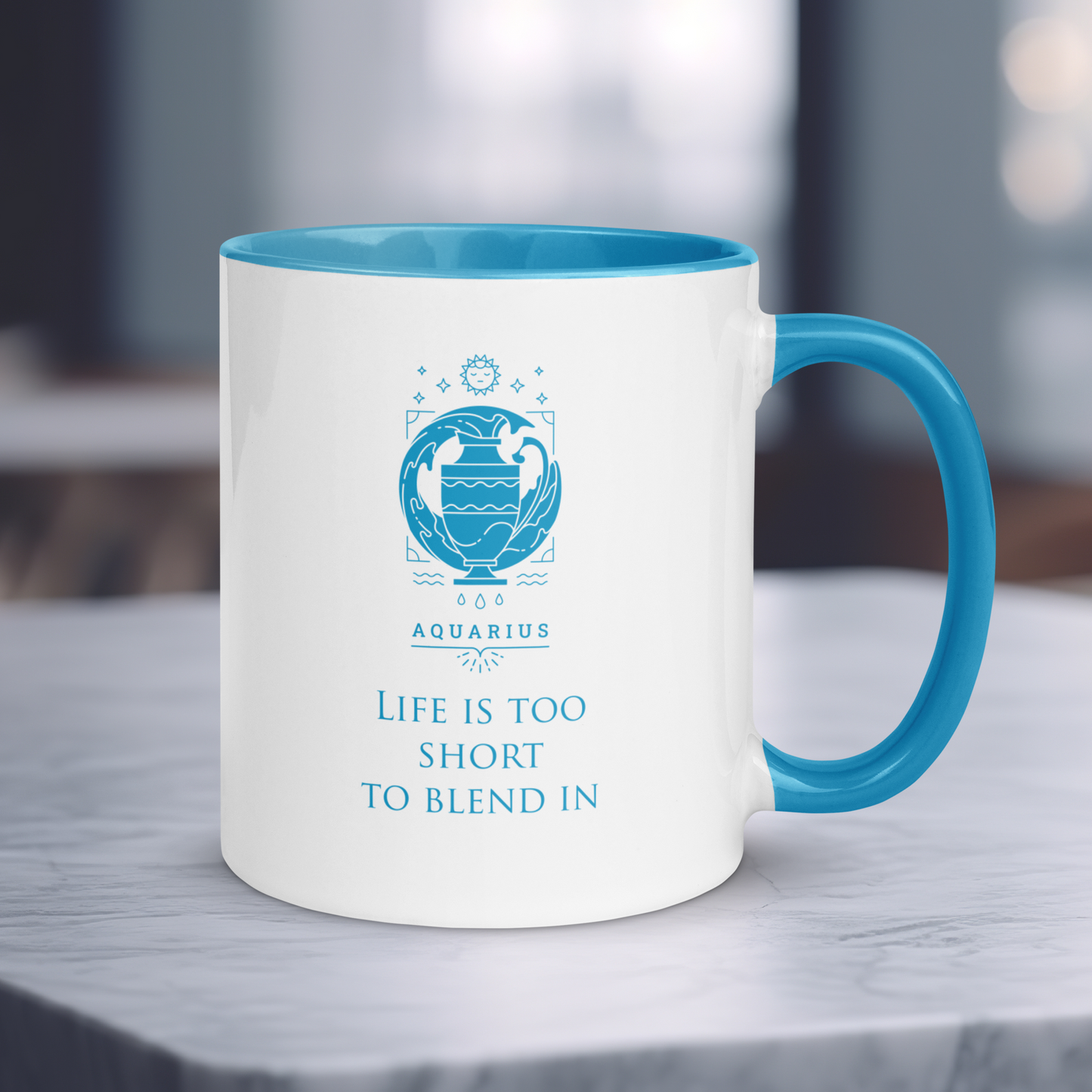 Aquarius Zodiac Colored Mug, Ceramic Constellation Coffee Mug, Astrology Aquarius Signs Mug, Birthday Gift Mug
